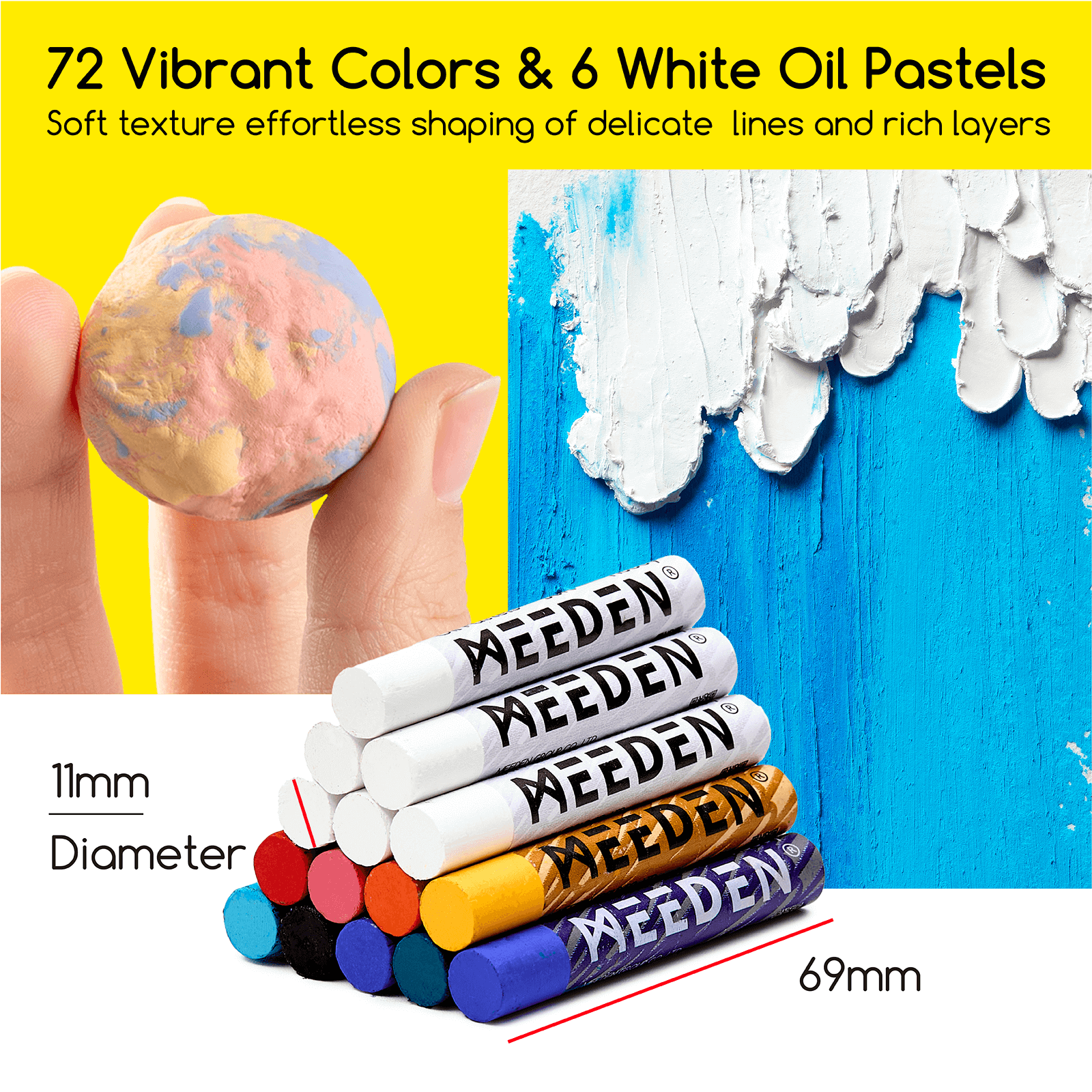 MEEDEN Soft Oil Pastel Set, 102pcs Art Kit with 72 Colors & Extra White Pastels