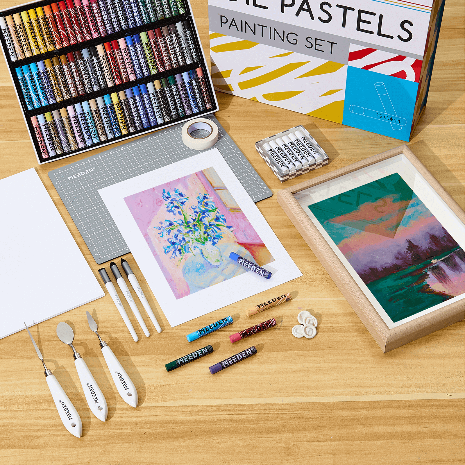 MEEDEN Soft Oil Pastel Set, 102pcs Art Kit with 72 Colors & Extra White Pastels