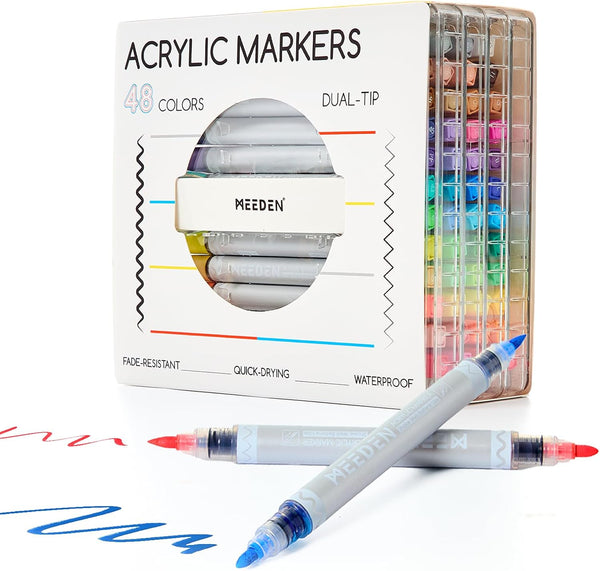 MEEDEN Dual Tip Acrylic Paint Markers, 48 Colors