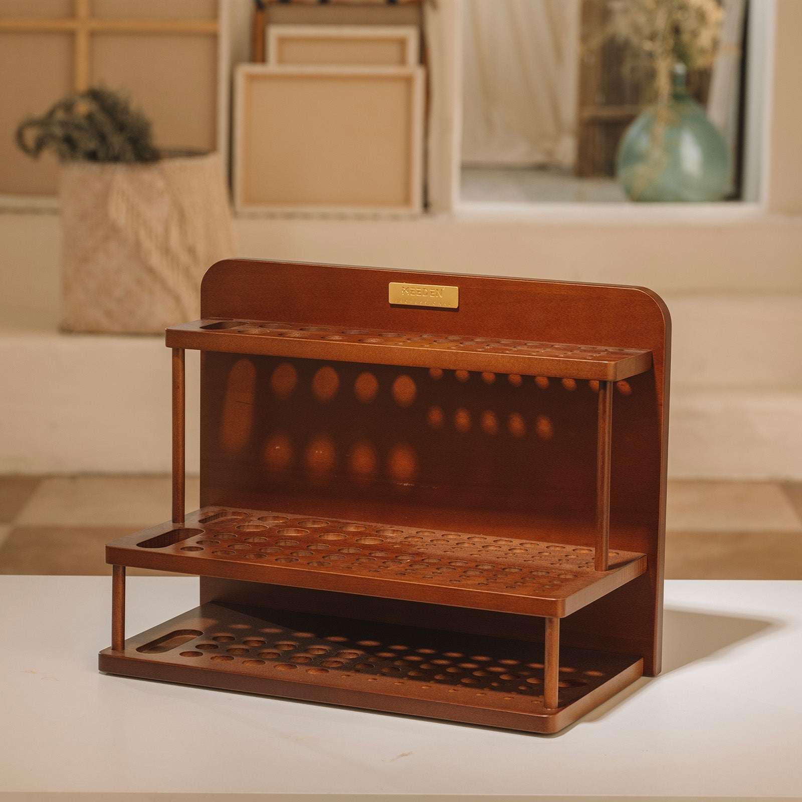 MEEDEN Organizador de Pinceles de Madera de 2 Niveles Pro - BJ-01