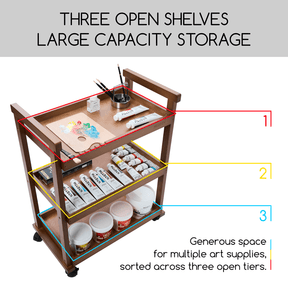 MEEDEN 3-Tier Storage Art Cart/Trolley,Walnut-W13