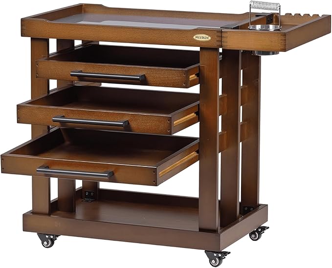 MEEDEN Extra Large Wooden Art Supply Storage Cart: 5-Tier, Walnut
