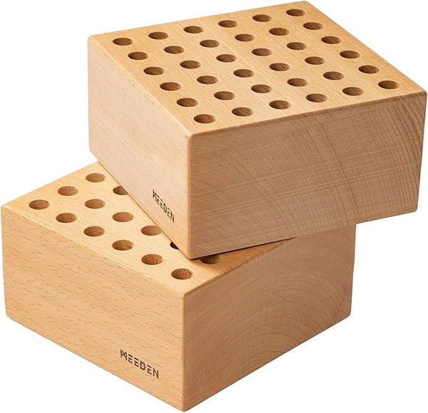 MEEDEN 2 Pack Beech Wood Pencil and Brush Holder:36 Holes