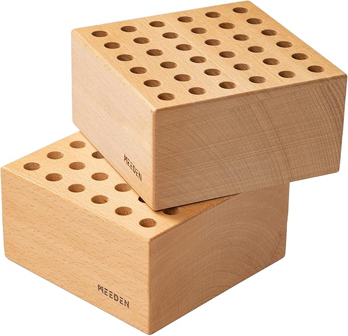 MEEDEN 2 Pack Beech Wood Pencil and Brush Holder:36 Holes