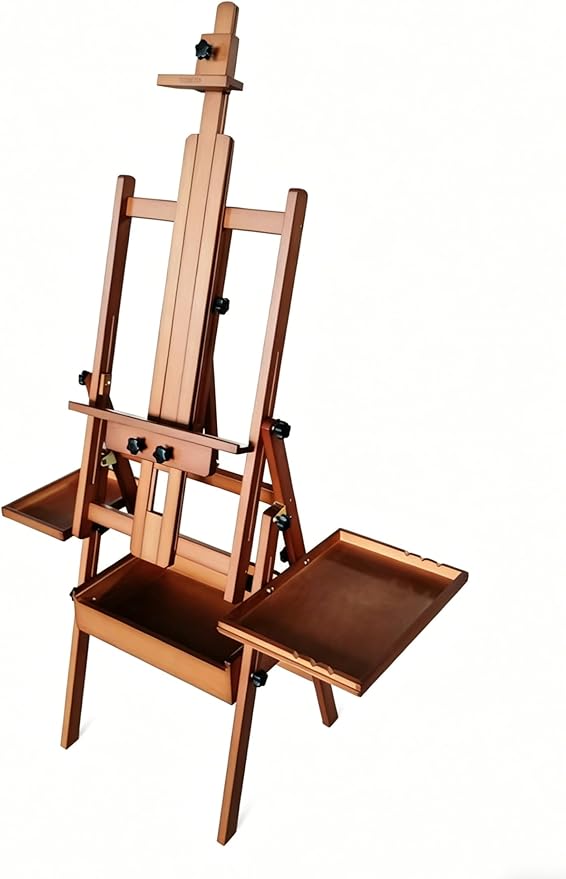 Meeden Large Wooden Painting Easel with Storage Drawer and Palette Holders-Dark Walnut