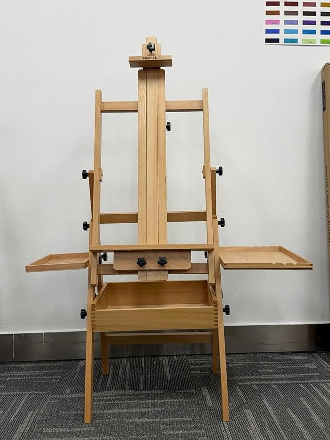 Meeden Large Wooden Painting Easel with Storage Drawer and Palette Holders