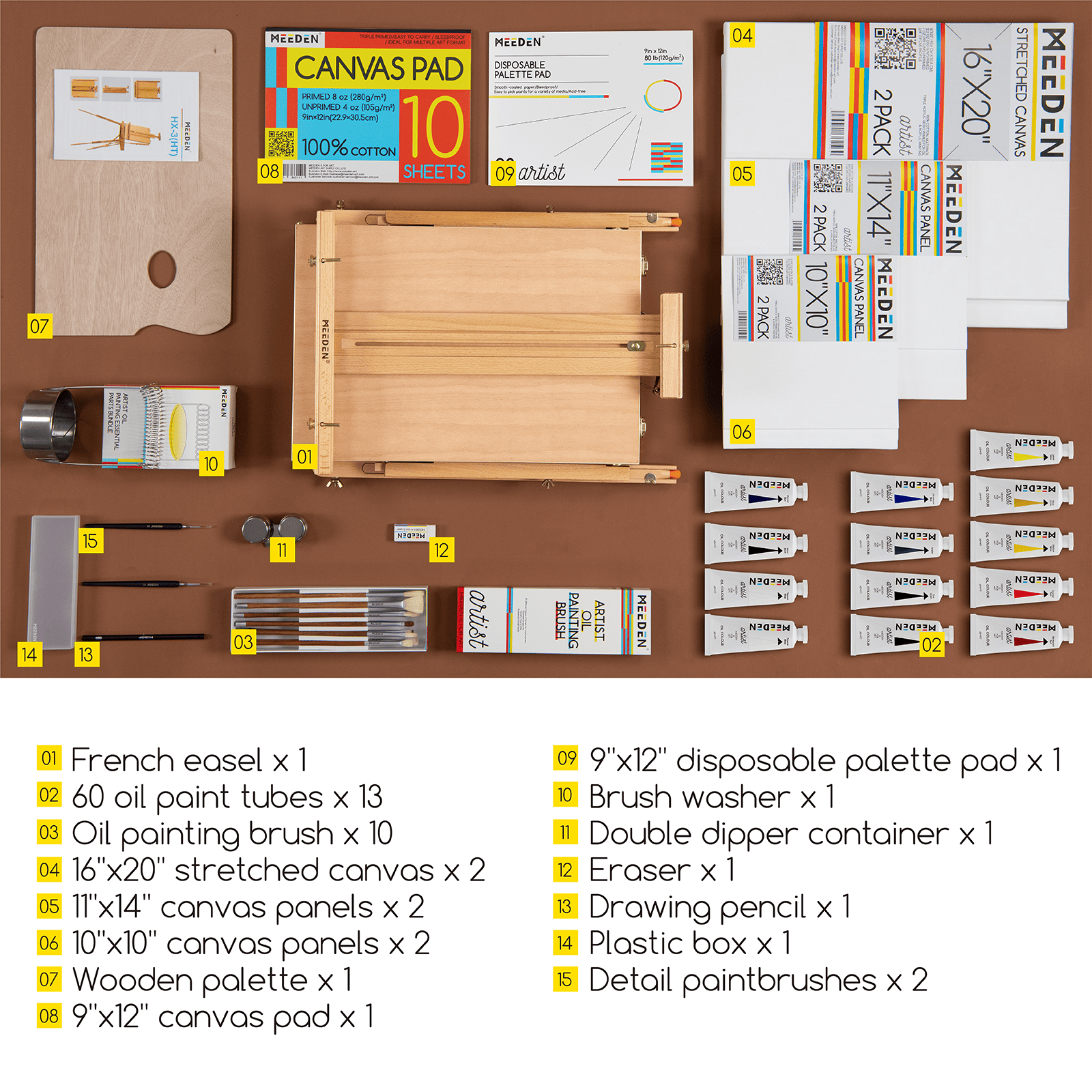 MEEDEN Artist Oil Painting Set, 7 Tubes, 100ml / 3.38oz