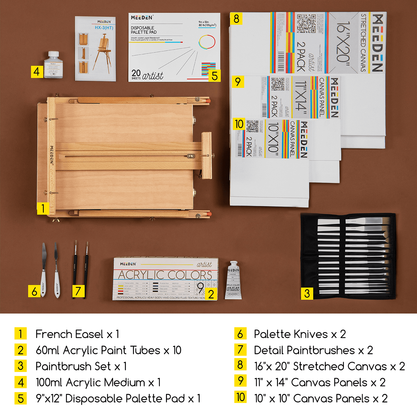 MEEDEN Professional Artist Acrylic Painting Set with French Easel