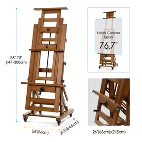 MEEDEN Deluxe Studio Large Rocker Crank Heavy Duty Artist Easel-Walnut-DHJ-12