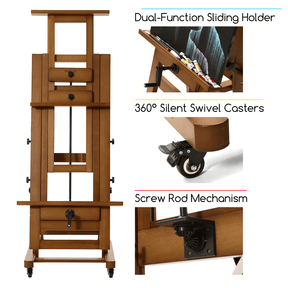 MEEDEN Deluxe Studio Large Rocker Crank Heavy Duty Artist Easel-Walnut-DHJ-12