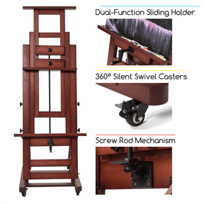 MEEDEN Deluxe Studio Large Rocker Crank Heavy Duty Artist Easel-Dark Walnut-DHJ-12