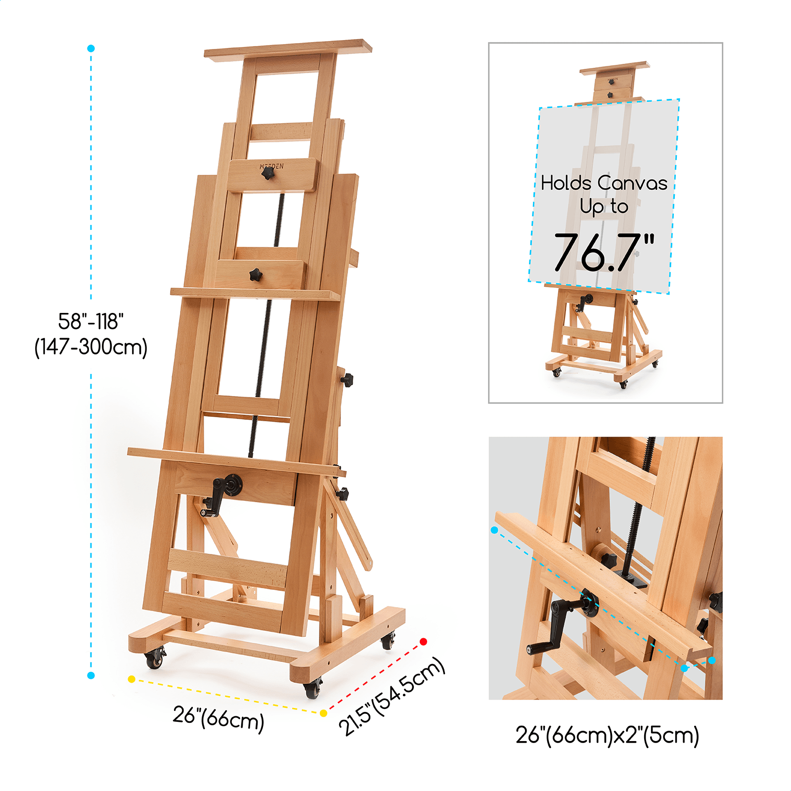 MEEDEN Deluxe Studio Stor Rocker Crank Heavy Duty Artist Easel-DHJ-12