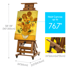 MEEDEN Deluxe Studio Large Rocker Crank Heavy Duty Artist Easel-Walnut-DHJ-12