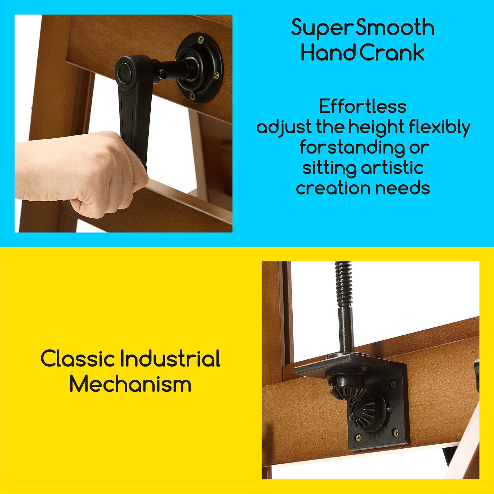 MEEDEN Deluxe Studio Large Rocker Crank Heavy Duty Artist Easel-Walnut-DHJ-12