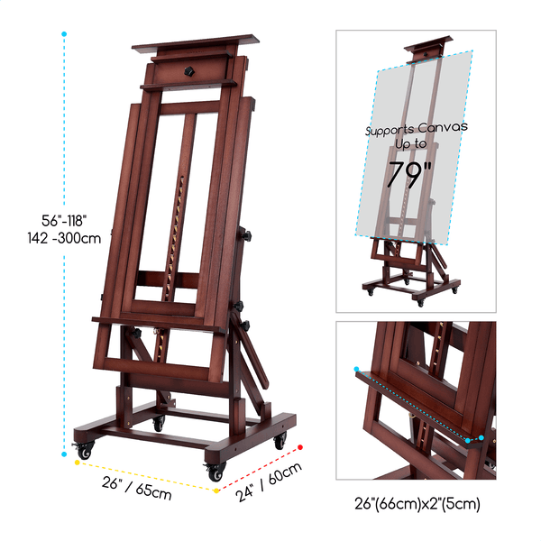 MEEDEN Deluxe Multi-Function Heavy Duty Large Artist Easel-Dark Walnut-DHJ-3