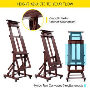 MEEDEN Deluxe Multi-Function Heavy Duty Large Artist Easel-Dark Walnut-DHJ-3