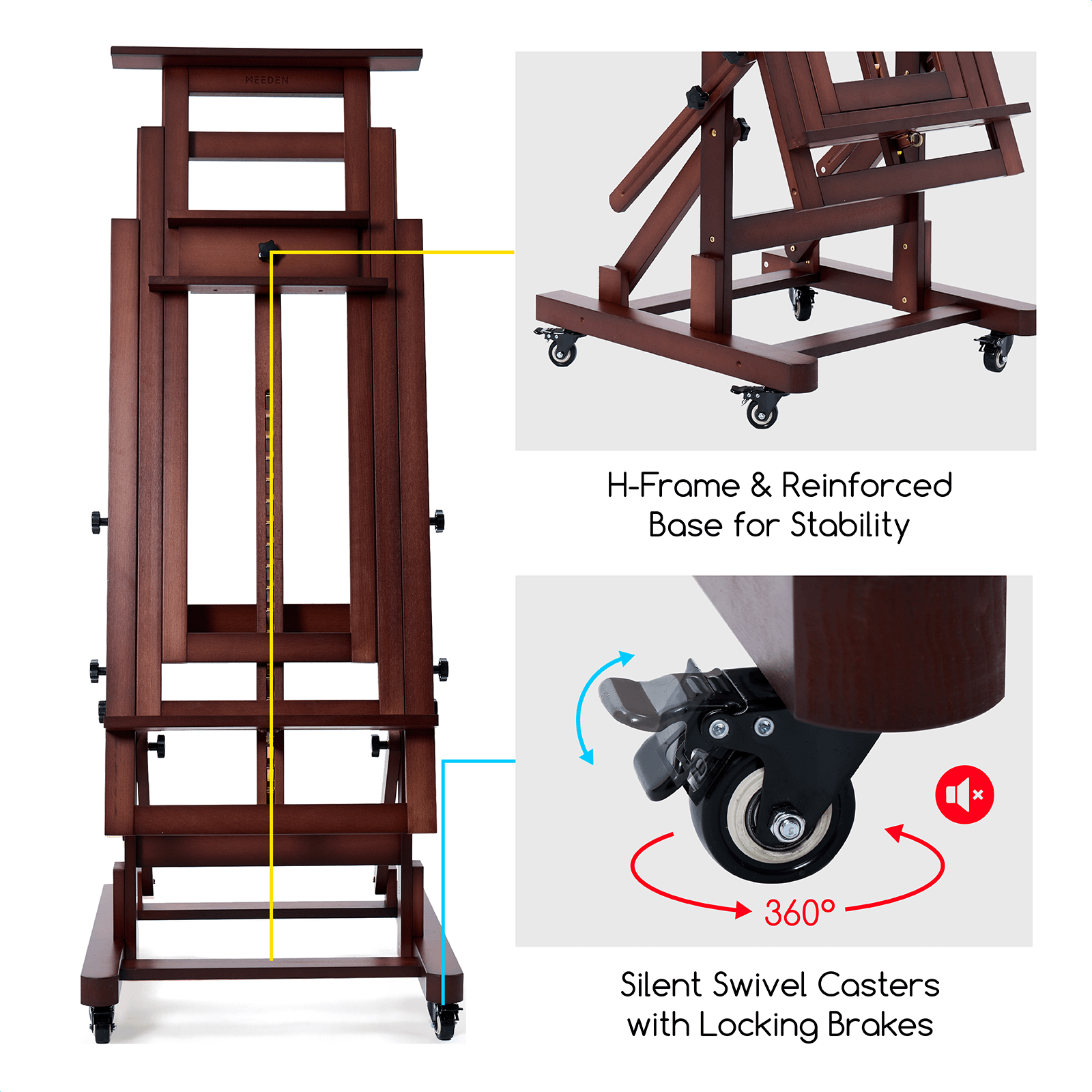 MEEDEN Deluxe Multi-Function Heavy Duty Large Artist Easel-Dark Walnut-DHJ-3