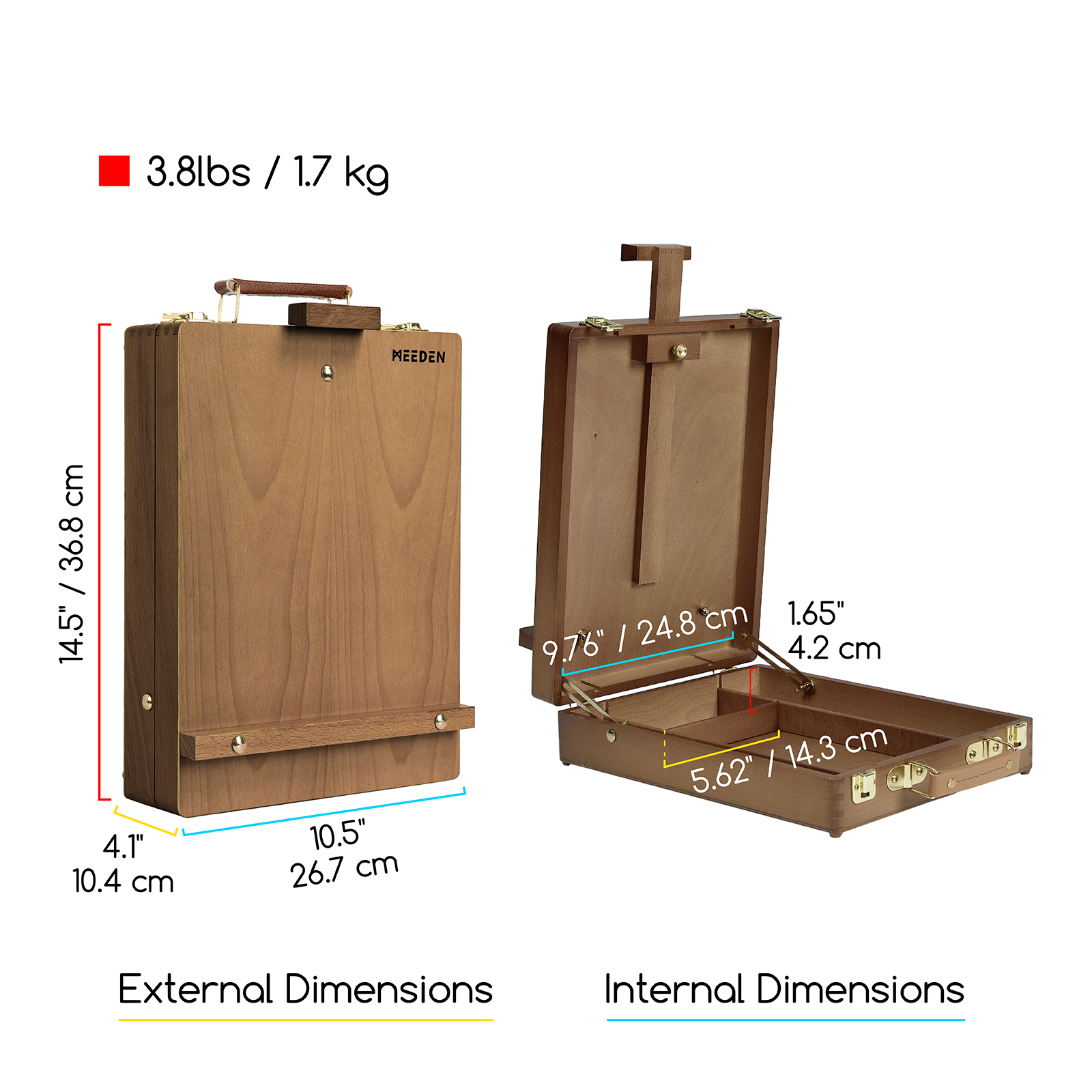 MEEDEN Tabletop Art Sketchbox Easel-Light Walnut-HBX-3