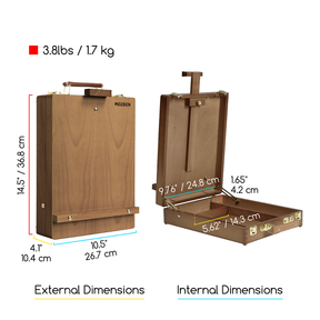MEEDEN Tabletop Art Sketchbox Easel-Light Walnut-HBX-3