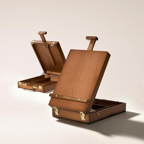 MEEDEN Tabletop Art Sketchbox Easel-Light Walnut-HBX-3
