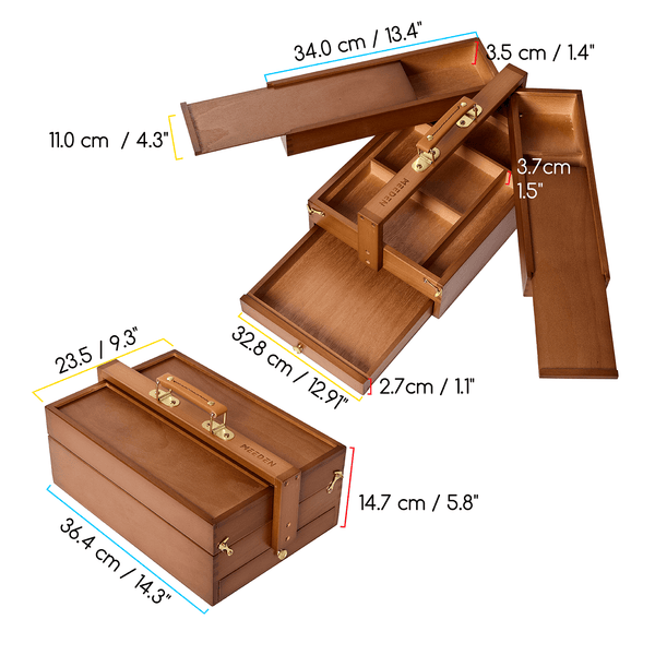 MEEDEN Walnut Wooden Art Supply Storage Box-HBX-7