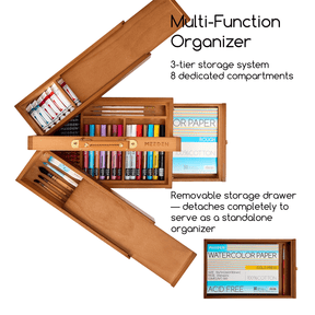 MEEDEN Walnut Wooden Art Supply Storage Box-HBX-7