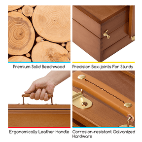 MEEDEN Walnut Wooden Art Supply Storage Box-HBX-7