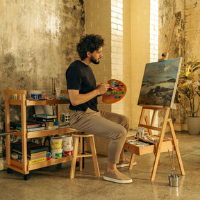 MEEDEN Studio Caballete de Piso con Marco en H y Cajón de Almacenamiento-HJ-1A