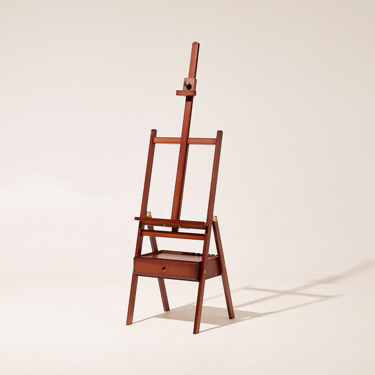 MEEDEN Studio Cavalletto da Pavimento a Cornice H con Cassetto di Archiviazione-Noce Scuro-HJ-1A