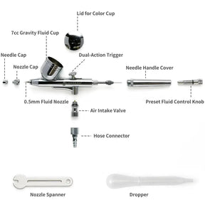 MEEDEN 3 Pcs Airbrush Set, 0.25, 0.35, 0.5mm Needles Pre-Equipped - MEEDEN ARTAirbrush Tool