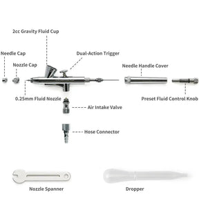 MEEDEN 3 Pcs Airbrush Set, 0.25, 0.35, 0.5mm Needles Pre-Equipped - MEEDEN ARTAirbrush Tool