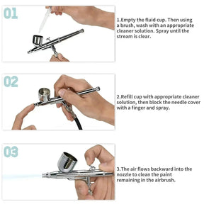 MEEDEN 3 Pcs Airbrush Set, 0.25, 0.35, 0.5mm Needles Pre-Equipped - MEEDEN ARTAirbrush Tool