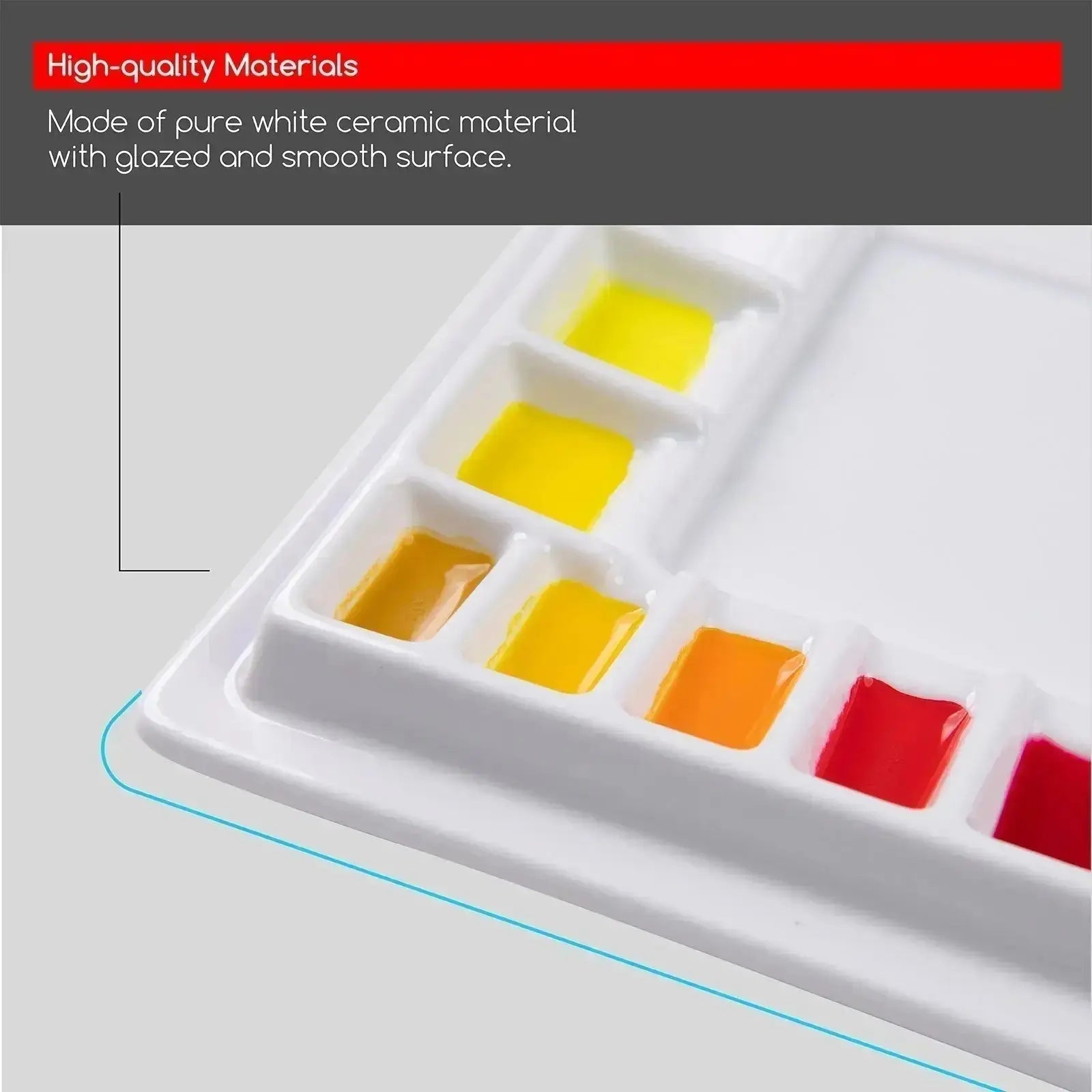 MEEDEN 33-Well Porcelain Painting Palette with Plastic Cover - MEEDEN ART