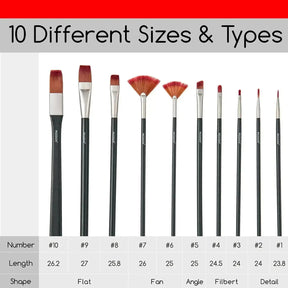 MEEDEN Acrylic Paint Brushes, 10 Pieces - MEEDEN ARTBrushes