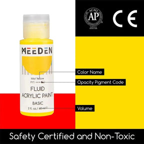 MEEDEN Fluid Acrylic Paint Set, 6x2 oz/60 ml - MEEDEN ARTPaint