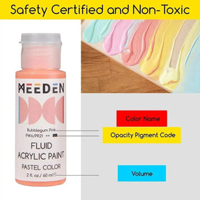 MEEDEN Fluid Pastel Acrylic Paint Set, 6x2 oz/60 ml - MEEDEN ARTPaint