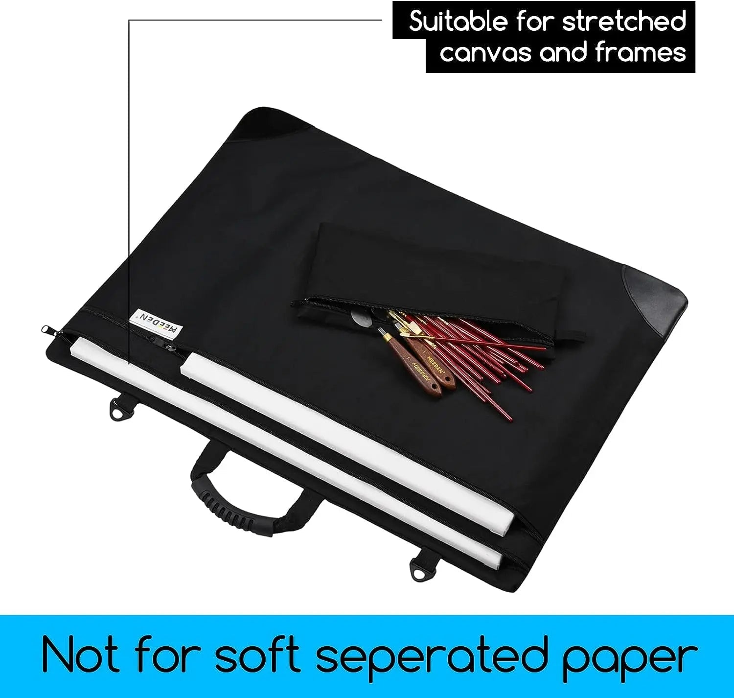 MEEDEN Studio Art Portfolio Case Water-proof with Double compartments 600D, Black, 24" X 31" MEEDEN
