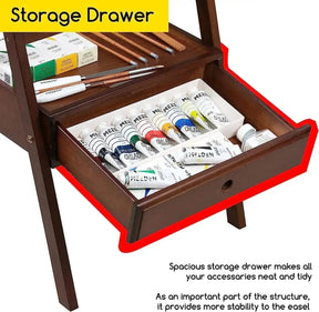 MEEDEN Studio H-Frame Easel with Storage Drawer-Walnut-HJ-1A - MEEDEN ARTEasel