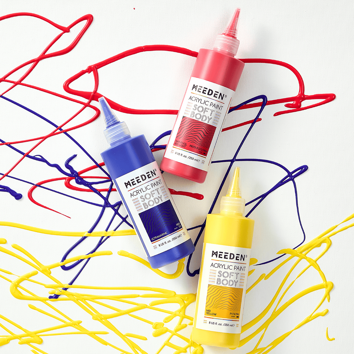 MEEDEN Soft Body Acrylic Paints Set, 37 Colors x 250ml/8.45oz