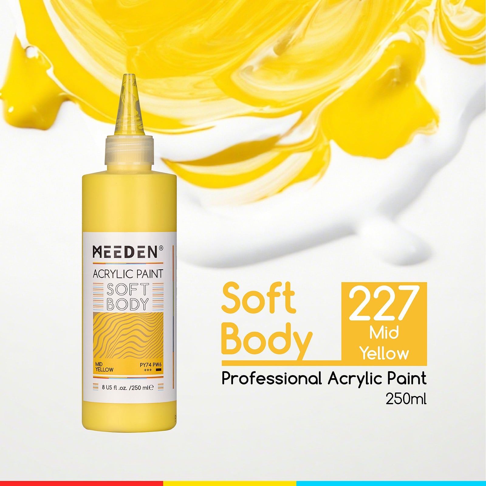 MEEDEN Soft Body Acrylic Paints Set, 37 Colors x 250ml/8.45oz