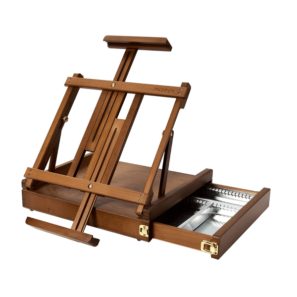 MEEDEN Artist Tabletop Easel with Metal Lined Drawer-Walnut-W05B