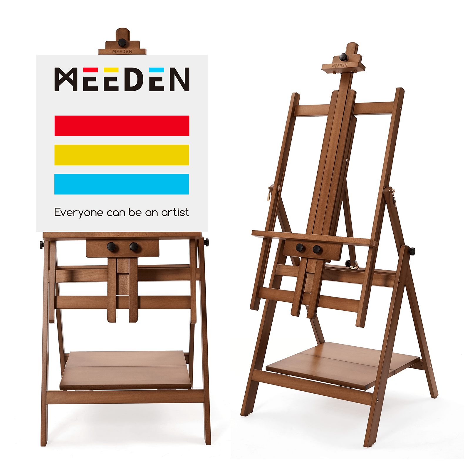 MEEDEN Adjustable Large H-Frame Art Easel Stand-Walnut-W10B