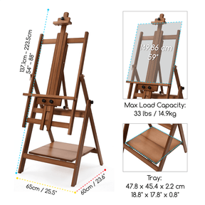 MEEDEN Adjustable Large H-Frame Art Easel Stand-Walnut-W10B