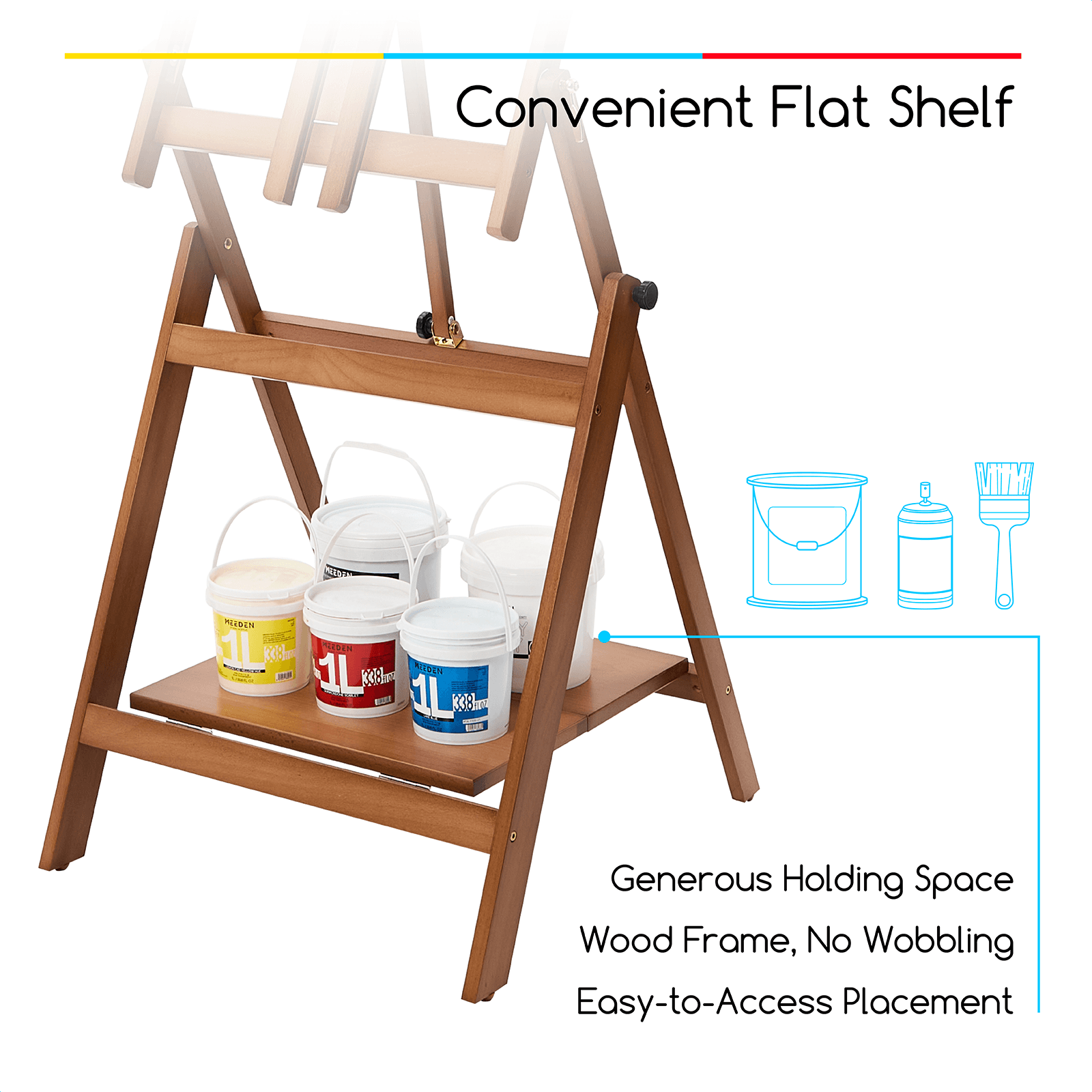 MEEDEN Adjustable Large H-Frame Art Easel Stand-Walnut-W10B