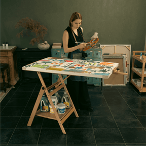 MEEDEN Adjustable Large H-Frame Art Easel Stand-Walnut-W10B