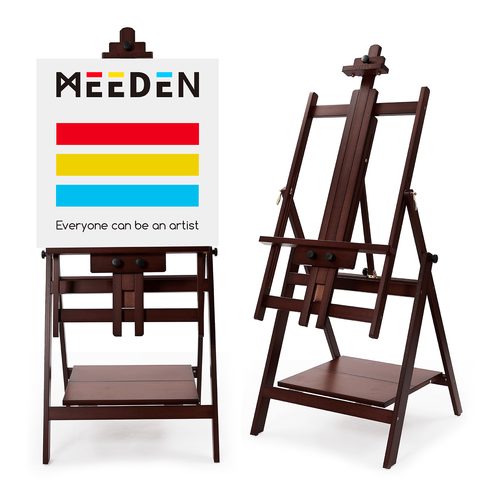 MEEDEN Adjustable Large H-Frame Art Easel Stand-Dark Walnut-W10B