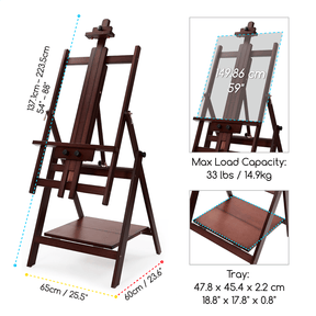 MEEDEN Adjustable Large H-Frame Art Easel Stand-Dark Walnut-W10B