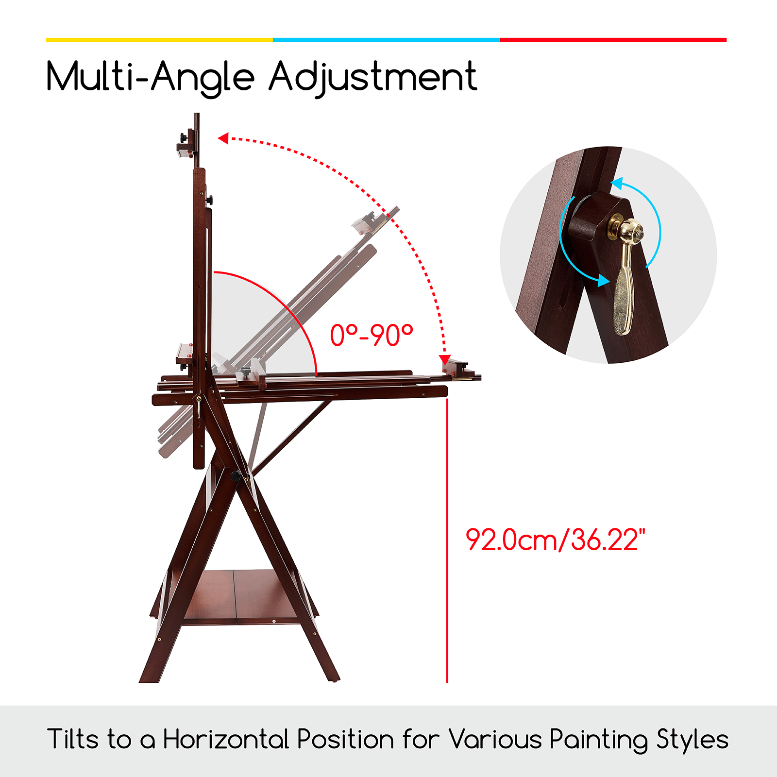 MEEDEN Adjustable Large H-Frame Art Easel Stand-Dark Walnut-W10B