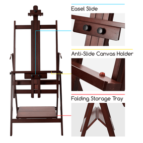 MEEDEN Adjustable Large H-Frame Art Easel Stand-Dark Walnut-W10B