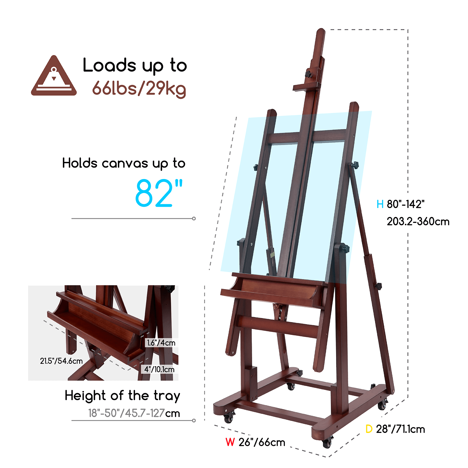 MEEDEN Extra Large Heavy Duty Artist Easel Stand-Dark Walnut- W11